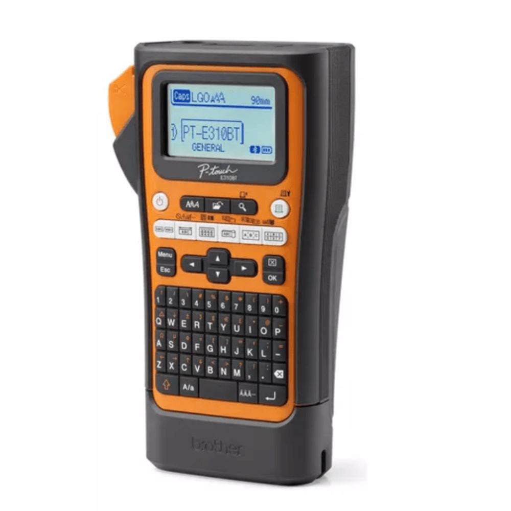Rotuladora Brother PT-E310BT, bluetooth, pórtatil, pantalla LCD, 18mm, naranja y negro